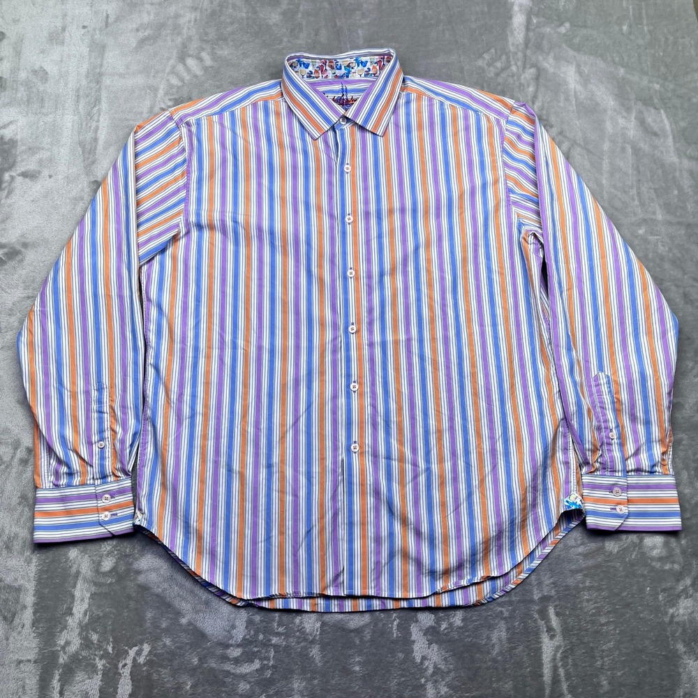Robert Graham 2XL Multicolor Striped Long Sleeve Button Down Shirt Boho Preppy